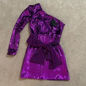 NBD purple sequin mini dress
